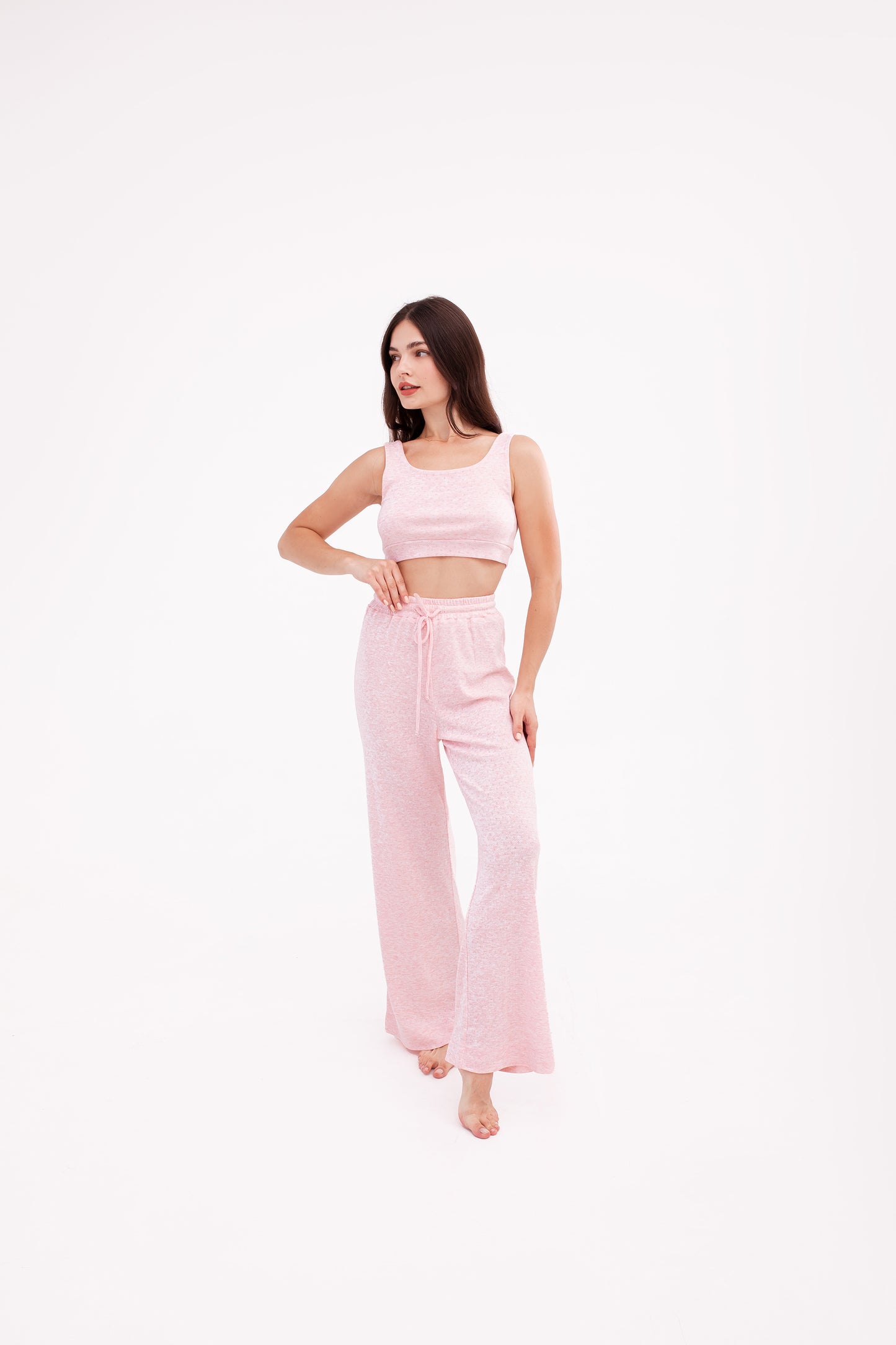 Tender Pink Double-Layer crop Top |fitted and stretchy