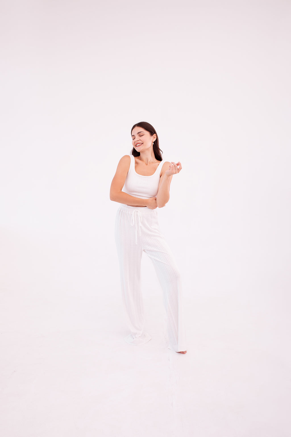 Heart pattern Wide-leg trousers