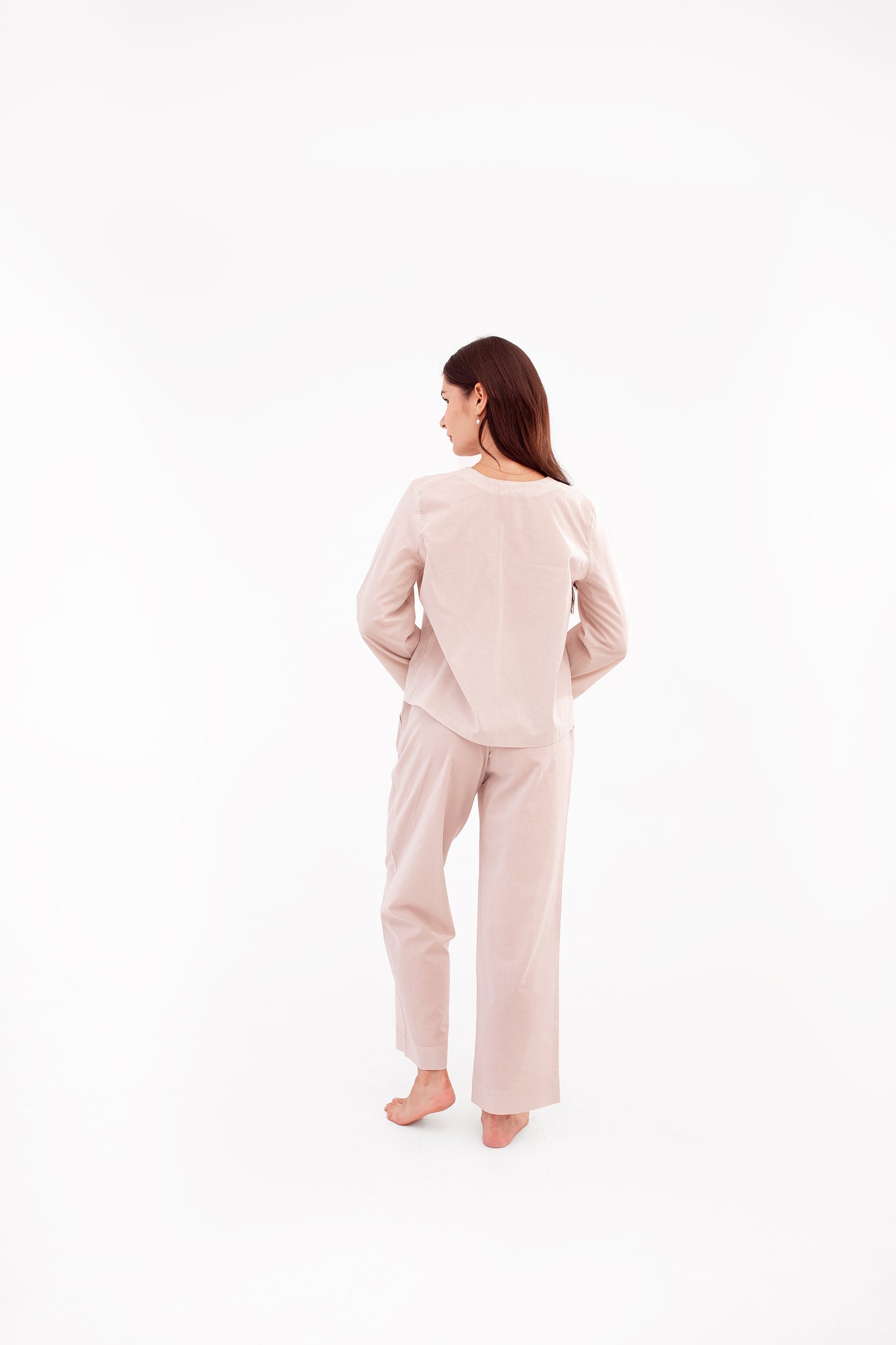 Straight-Leg Cotton Trousers with Adjustable Waist