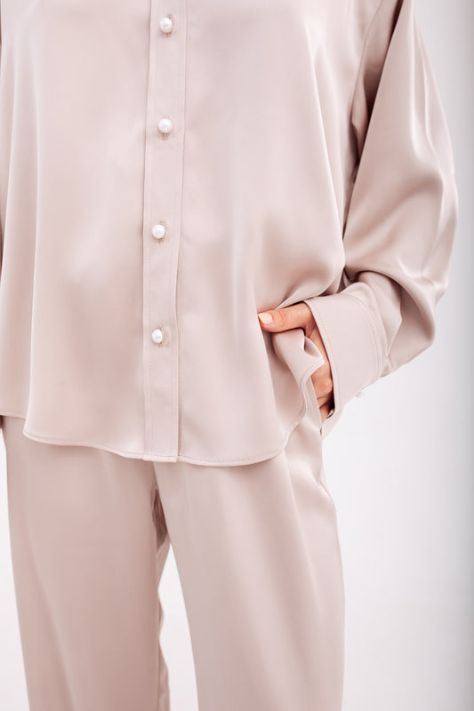 Luxury Viscose Relaxed Fit shirt with pearl buttons