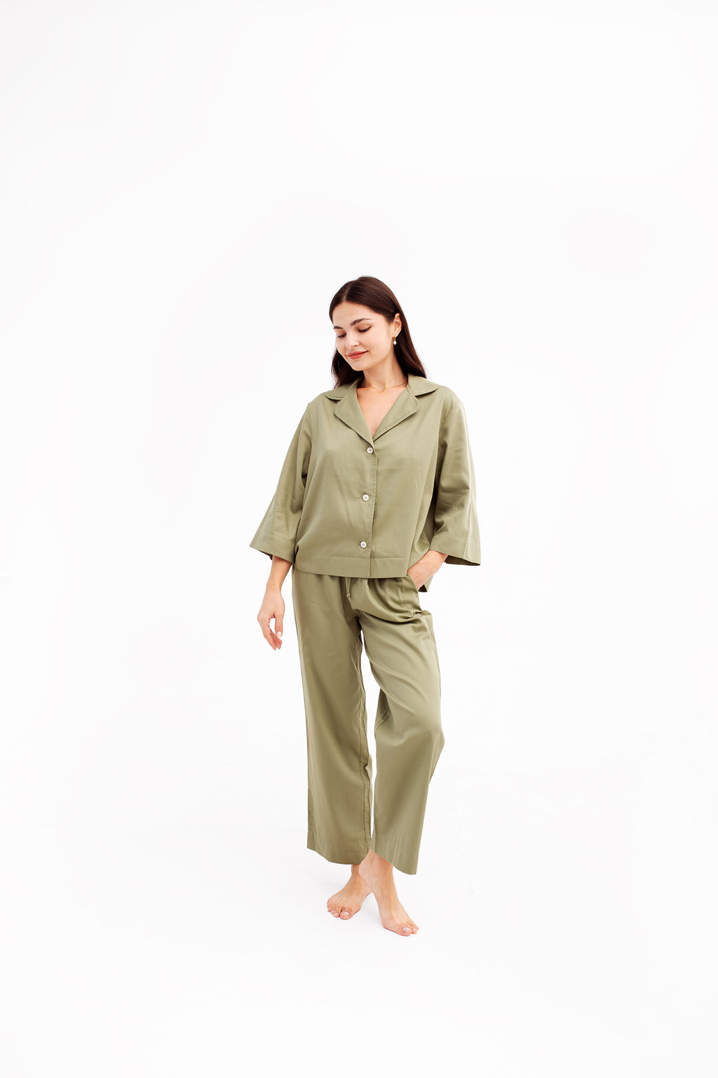 Sateen Cotton trousers | Khaki