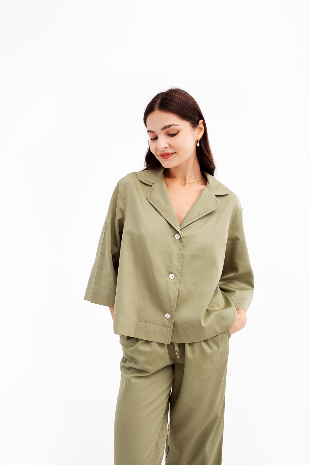 Sateen Cotton trousers | Khaki