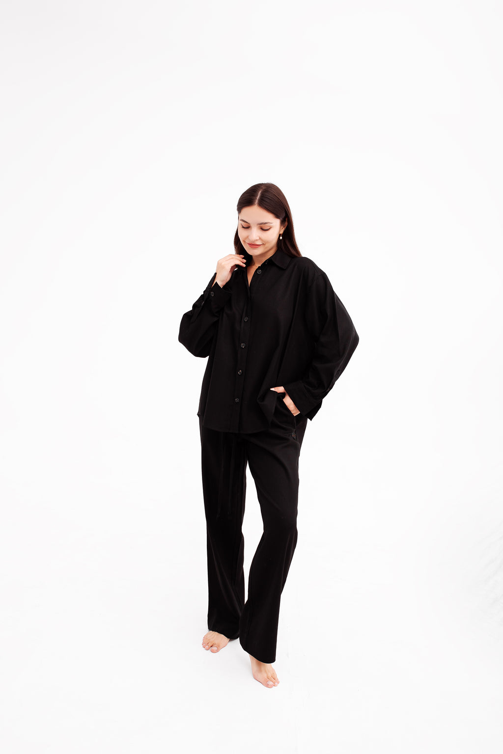 Linen oversized shirt | Black