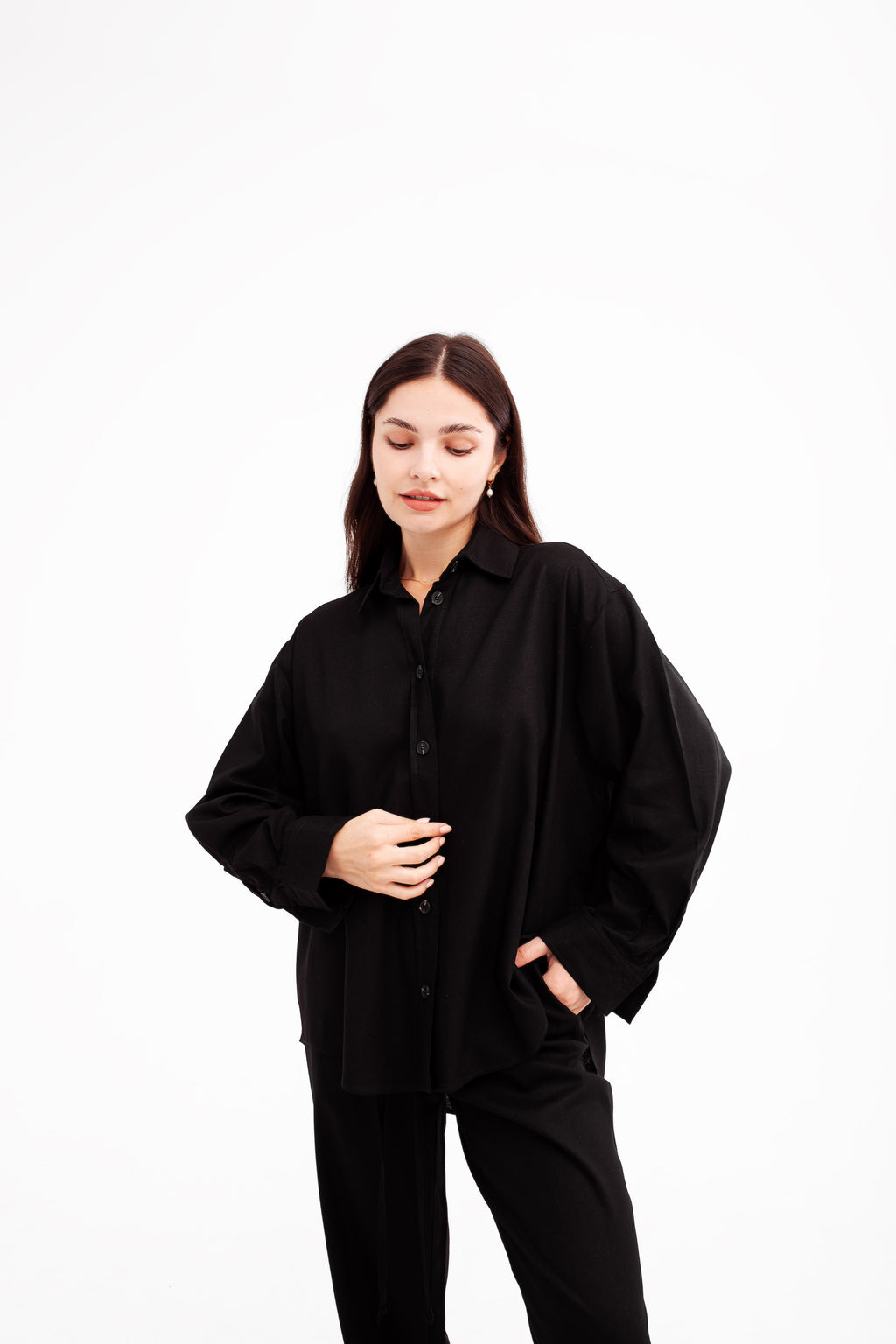 Linen oversized shirt | Black