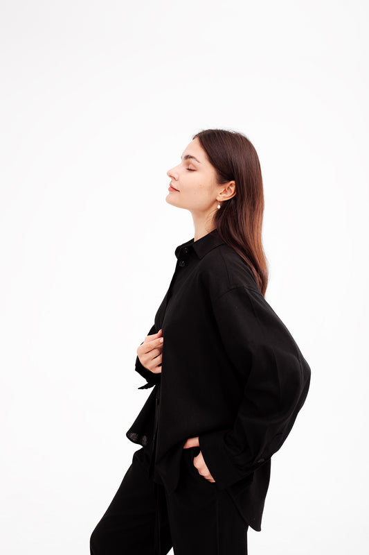 Linen oversized shirt | Black