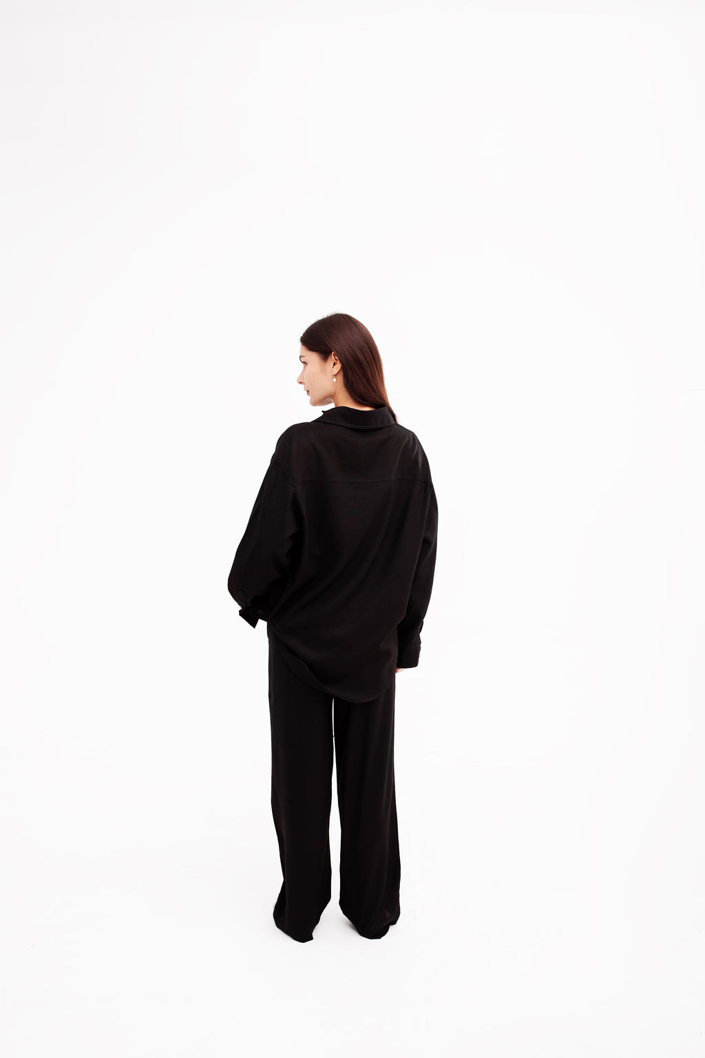 Straight fit linen trousers | Black